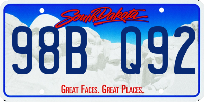 SD license plate 98BQ92