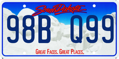 SD license plate 98BQ99