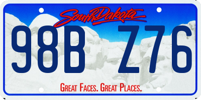 SD license plate 98BZ76