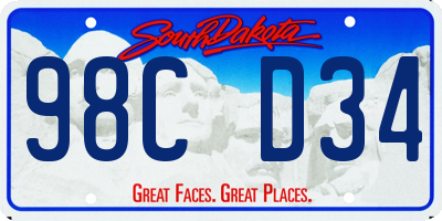 SD license plate 98CD34