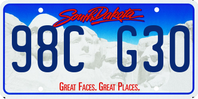 SD license plate 98CG30