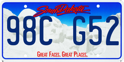 SD license plate 98CG52