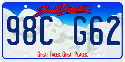 SD license plate 98CG62