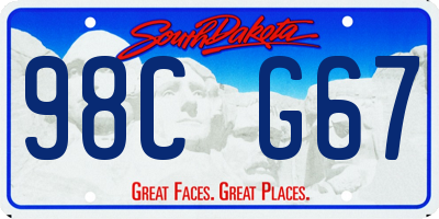 SD license plate 98CG67