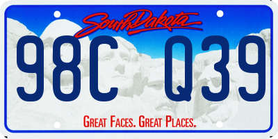 SD license plate 98CQ39