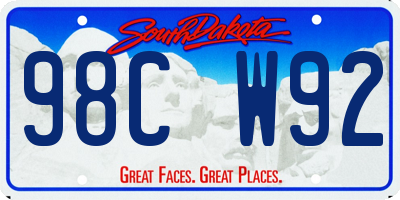 SD license plate 98CW92