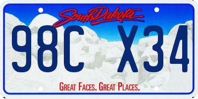 SD license plate 98CX34