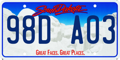 SD license plate 98DA03