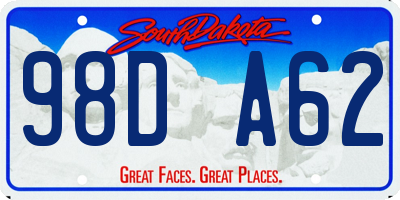 SD license plate 98DA62