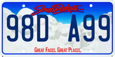 SD license plate 98DA99