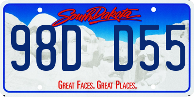 SD license plate 98DD55