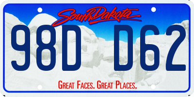 SD license plate 98DD62