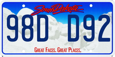 SD license plate 98DD92
