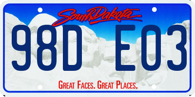 SD license plate 98DE03