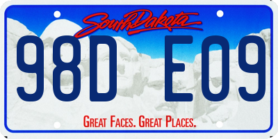 SD license plate 98DE09