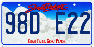 SD license plate 98DE22