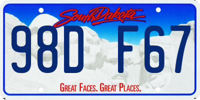 SD license plate 98DF67