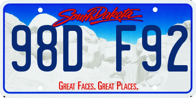 SD license plate 98DF92