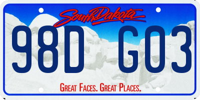 SD license plate 98DG03