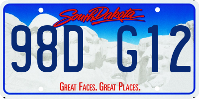 SD license plate 98DG12