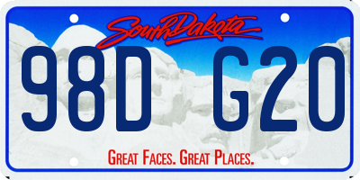 SD license plate 98DG20