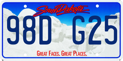 SD license plate 98DG25