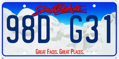SD license plate 98DG31