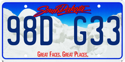 SD license plate 98DG33