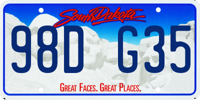 SD license plate 98DG35