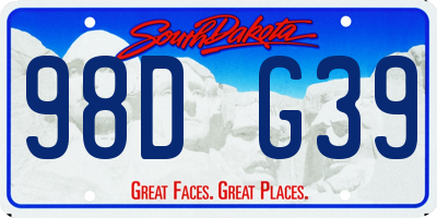 SD license plate 98DG39