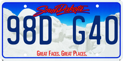 SD license plate 98DG40