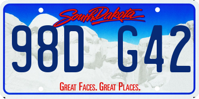 SD license plate 98DG42