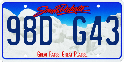 SD license plate 98DG43