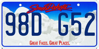 SD license plate 98DG52