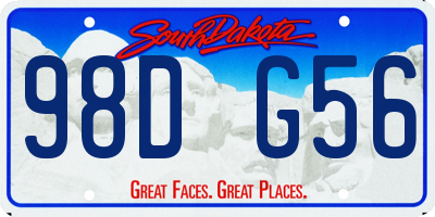 SD license plate 98DG56