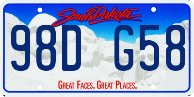SD license plate 98DG58
