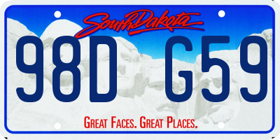 SD license plate 98DG59