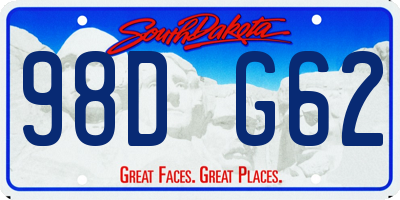 SD license plate 98DG62