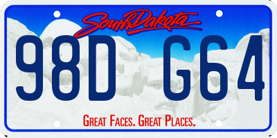 SD license plate 98DG64