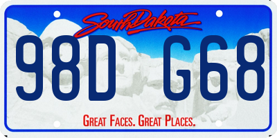 SD license plate 98DG68