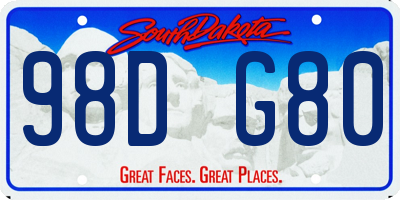 SD license plate 98DG80