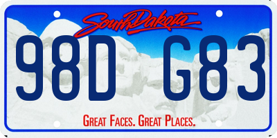 SD license plate 98DG83