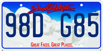 SD license plate 98DG85