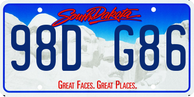 SD license plate 98DG86