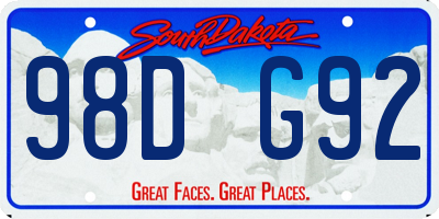 SD license plate 98DG92