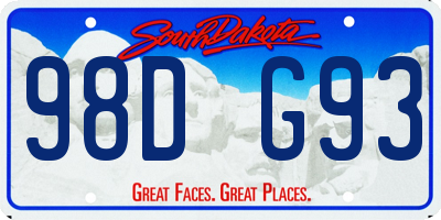 SD license plate 98DG93