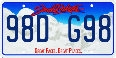 SD license plate 98DG98