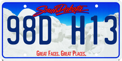 SD license plate 98DH13