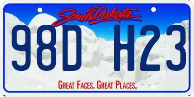 SD license plate 98DH23