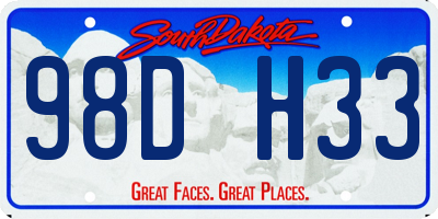 SD license plate 98DH33